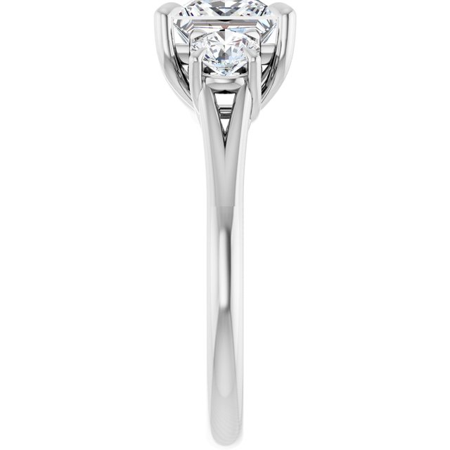 ALEGRA Trilogy Square Engagement Ring with Split Band - Platinum - View 4