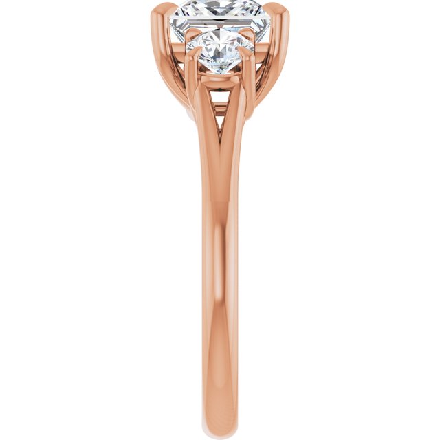 ALEGRA Trilogy Square Engagement Ring with Split Band - 18K Rose Gold - View 4