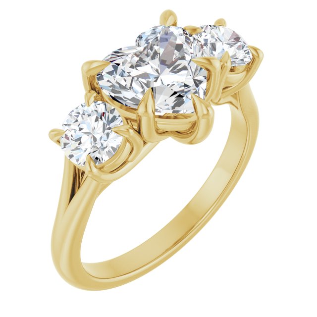 ALEGRA Trilogy Heart Engagement Ring with Split Band - 18K Yellow Gold - View 1