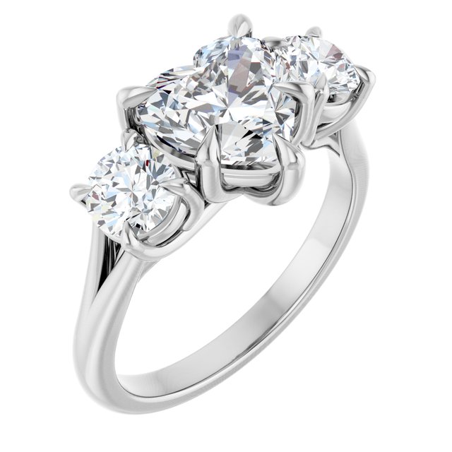 ALEGRA Trilogy Heart Engagement Ring with Split Band - Platinum - View 1
