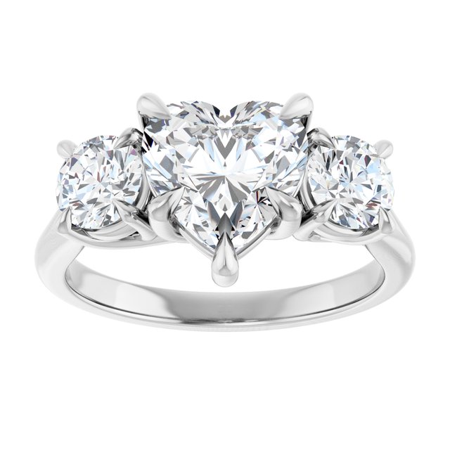 ALEGRA Trilogy Heart Engagement Ring with Split Band - Platinum - View 3