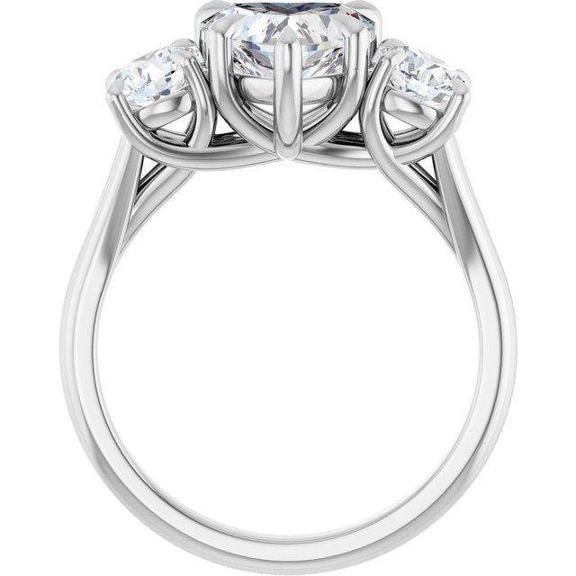 ALEGRA Trilogy Heart Engagement Ring with Split Band - Platinum - View 2