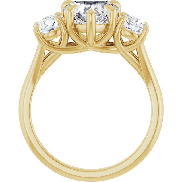 ALEGRA Trilogy Heart Engagement Ring with Split Band - 18K Yellow Gold - View 2