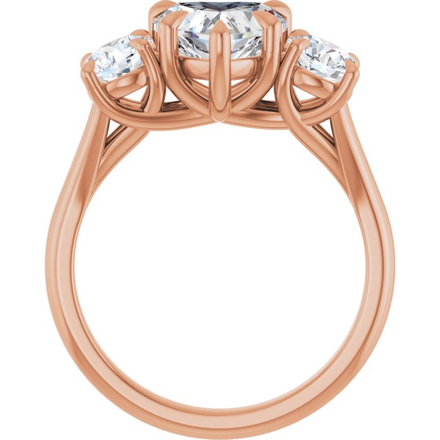 ALEGRA Trilogy Heart Engagement Ring with Split Band - 18K Rose Gold - View 2