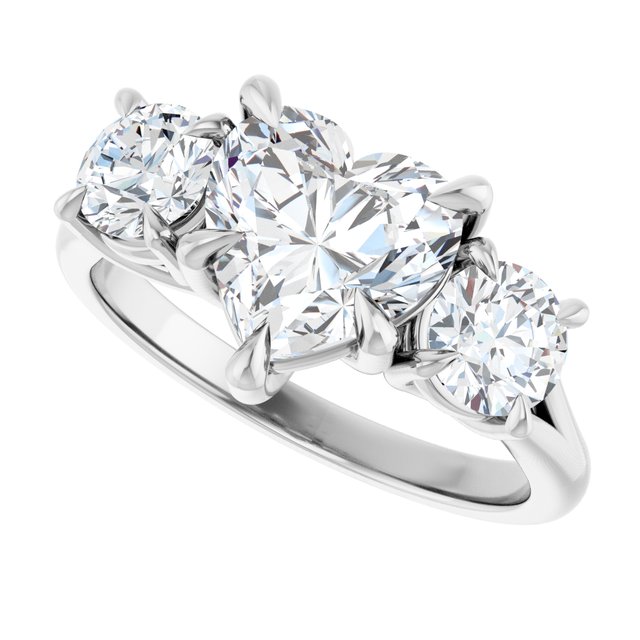 ALEGRA Trilogy Heart Engagement Ring with Split Band - Platinum - View 5