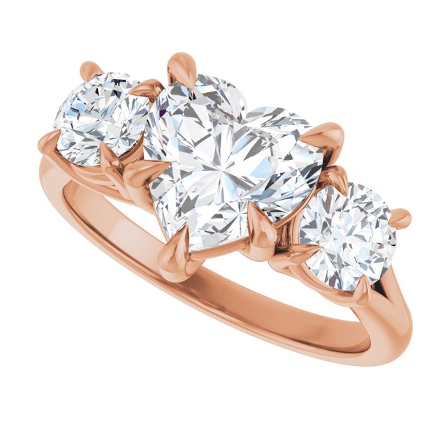 ALEGRA Trilogy Heart Engagement Ring with Split Band - 18K Rose Gold - View 5