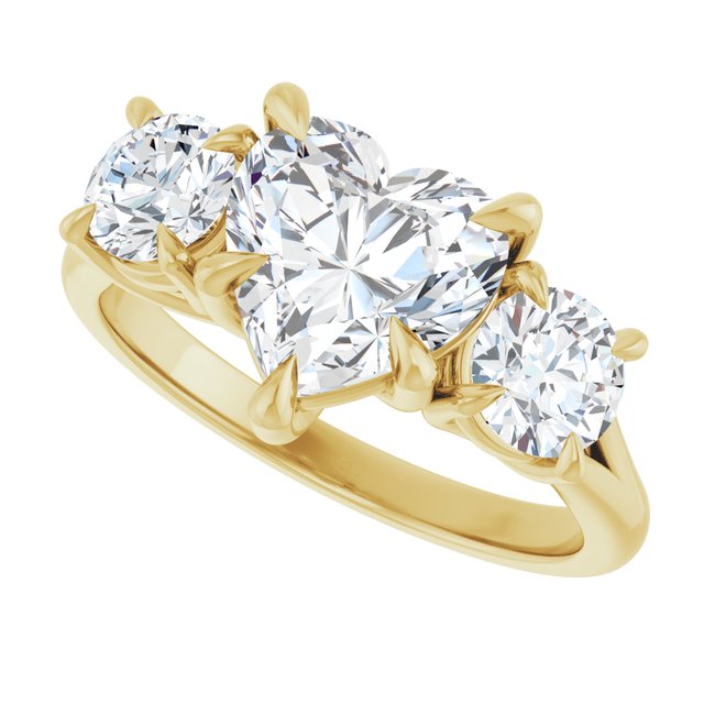 ALEGRA Trilogy Heart Engagement Ring with Split Band - 18K Yellow Gold - View 5