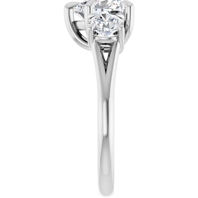 ALEGRA Trilogy Heart Engagement Ring with Split Band - Platinum - View 4