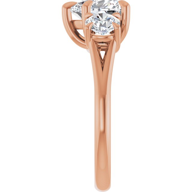 ALEGRA Trilogy Heart Engagement Ring with Split Band - 18K Rose Gold - View 4