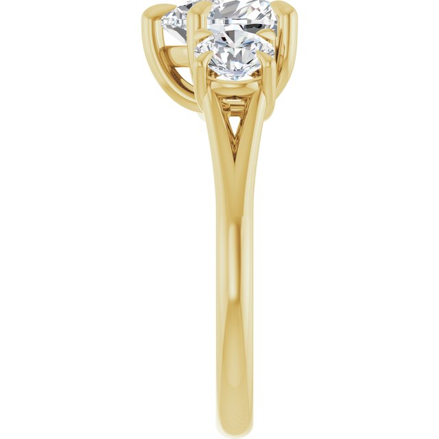 ALEGRA Trilogy Heart Engagement Ring with Split Band - 18K Yellow Gold - View 4