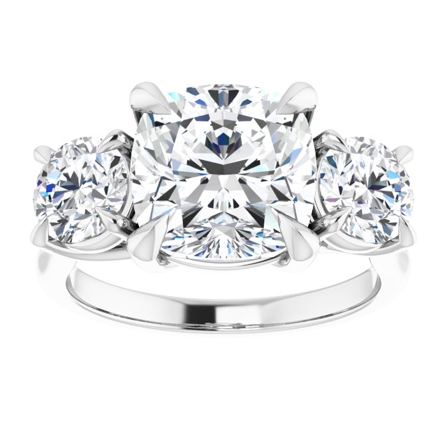 ALEGRA Trilogy Cushion Engagement Ring with Split Band - Platinum - View 3