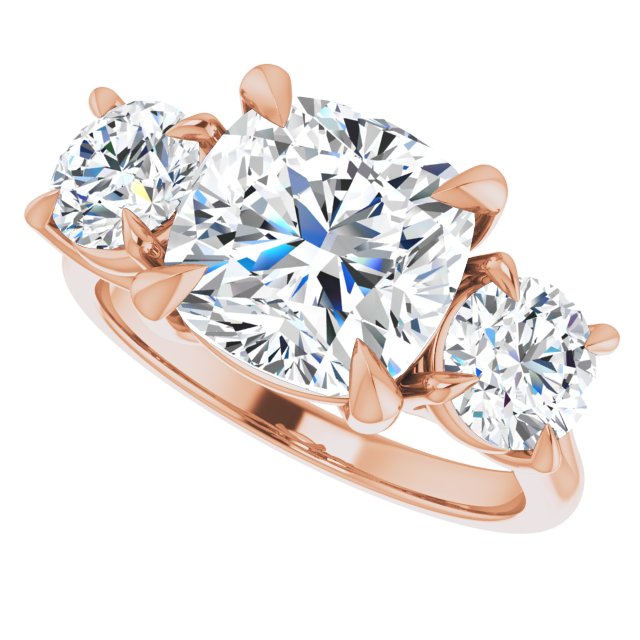 ALEGRA Trilogy Cushion Engagement Ring with Split Band - 18K Rose Gold - View 5
