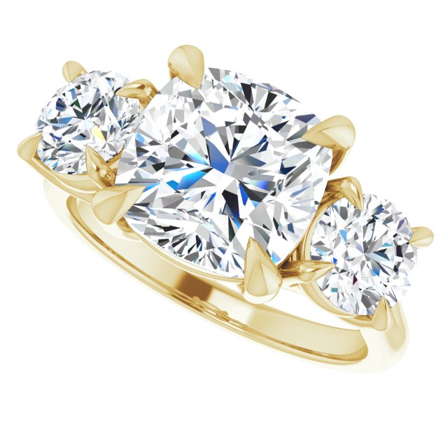 ALEGRA Trilogy Cushion Engagement Ring with Split Band - 18K Yellow Gold - View 5