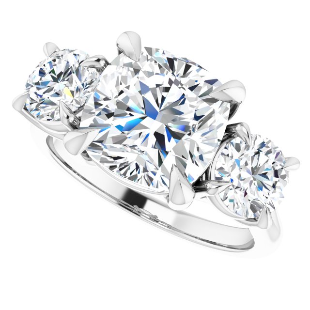 ALEGRA Trilogy Cushion Engagement Ring with Split Band - Platinum - View 5