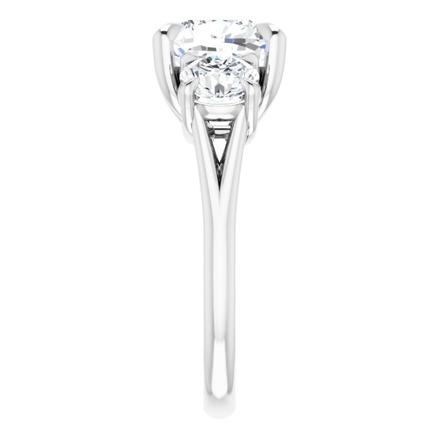ALEGRA Trilogy Cushion Engagement Ring with Split Band - Platinum - View 4