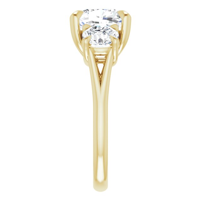 ALEGRA Trilogy Cushion Engagement Ring with Split Band - 18K Yellow Gold - View 4