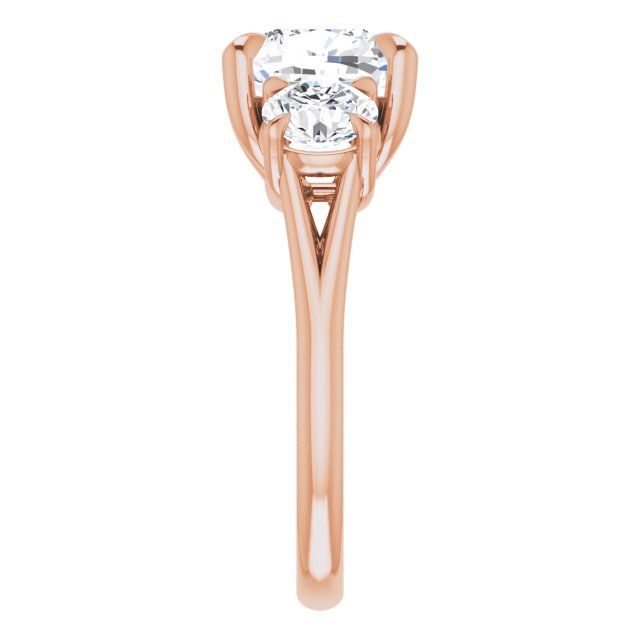 ALEGRA Trilogy Cushion Engagement Ring with Split Band - 18K Rose Gold - View 4