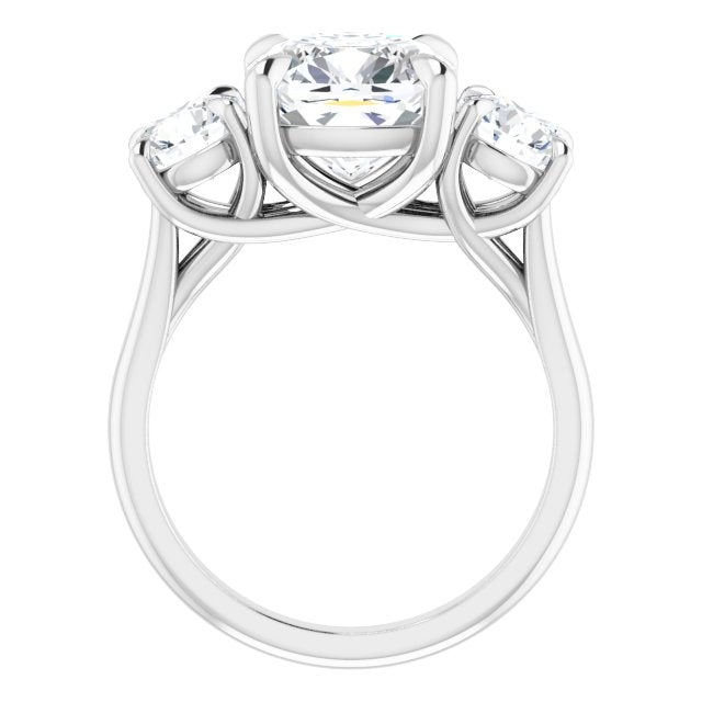 ALEGRA Trilogy Cushion Engagement Ring with Split Band - Platinum - View 2