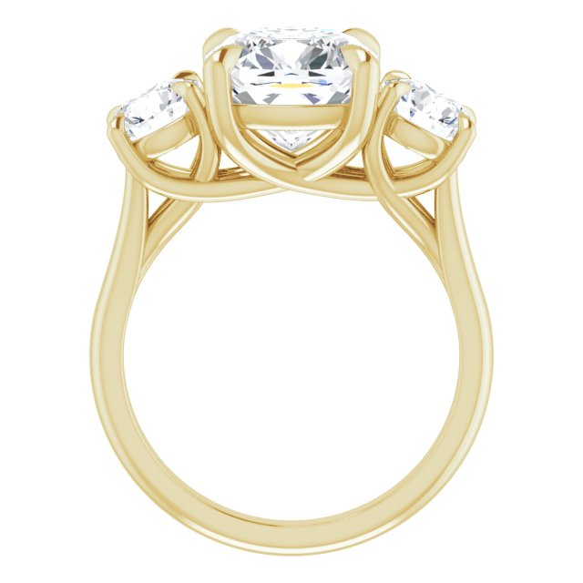 ALEGRA Trilogy Cushion Engagement Ring with Split Band - 18K Yellow Gold - View 2