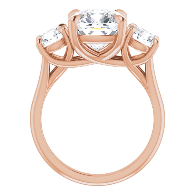 ALEGRA Trilogy Cushion Engagement Ring with Split Band - 18K Rose Gold - View 2