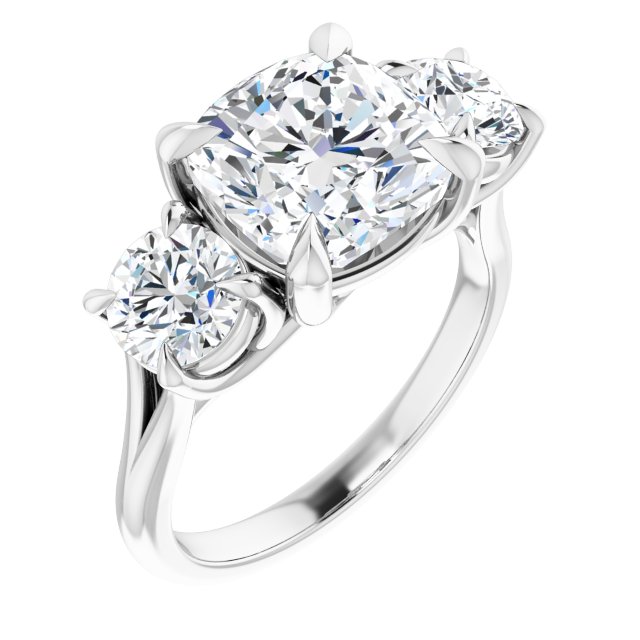 ALEGRA Trilogy Cushion Engagement Ring with Split Band - Platinum - View 1