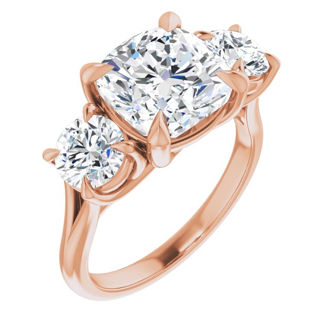 ALEGRA Trilogy Cushion Engagement Ring with Split Band - 18K Rose Gold - View 1