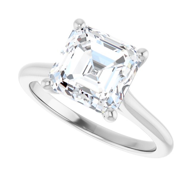 AUDREY Solitaire Asscher Engagement Ring - Platinum - View 5