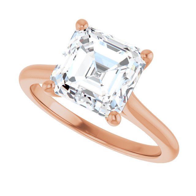 AUDREY Solitaire Asscher Engagement Ring - 18K Rose Gold - View 5