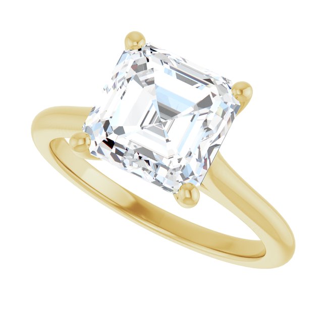 AUDREY Solitaire Asscher Engagement Ring - 18K Yellow Gold - View 5