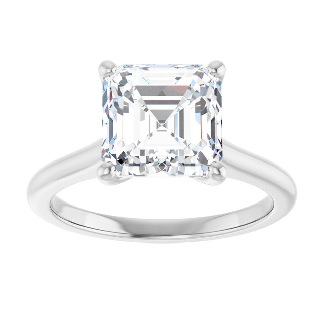 AUDREY Solitaire Asscher Engagement Ring - Platinum - View 3