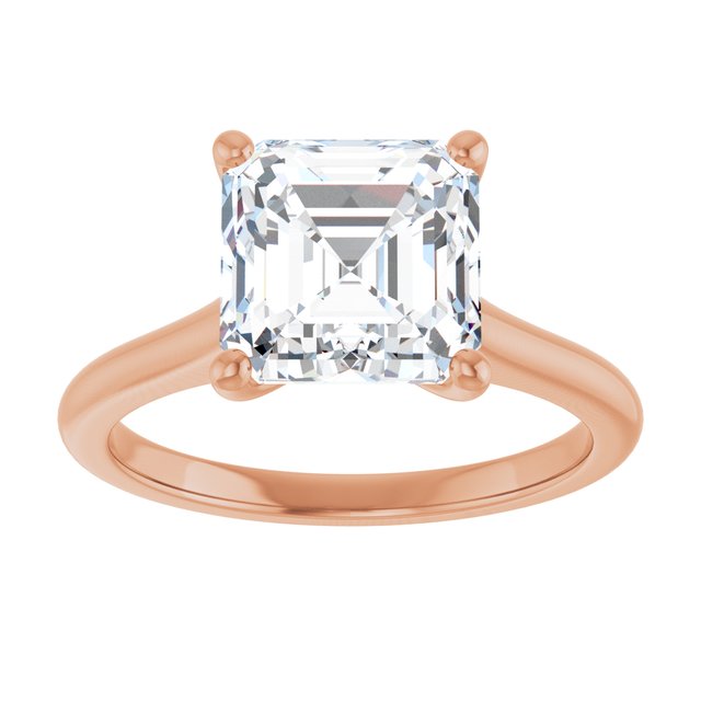 AUDREY Solitaire Asscher Engagement Ring - 18K Rose Gold - View 3
