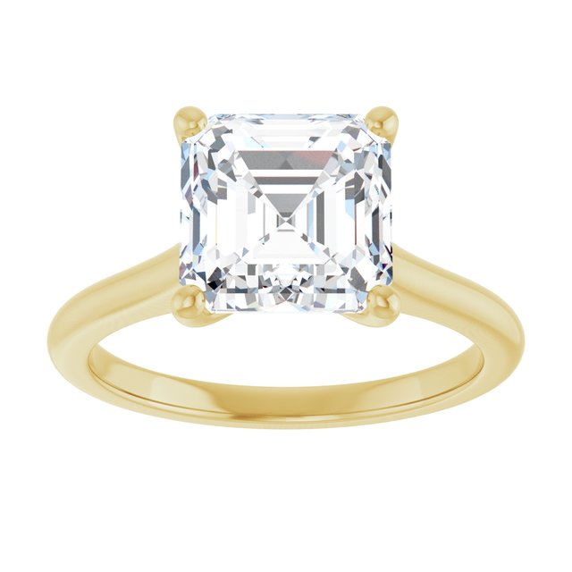 AUDREY Solitaire Asscher Engagement Ring - 18K Yellow Gold - View 3