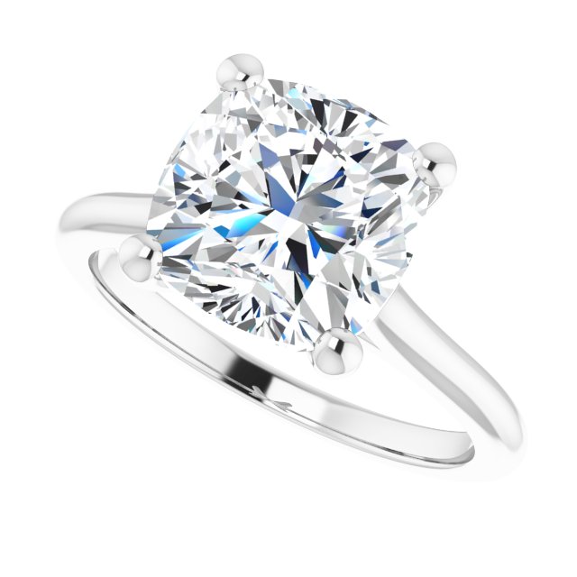 AUDREY Solitaire Cushion Engagement Ring - Platinum - View 5