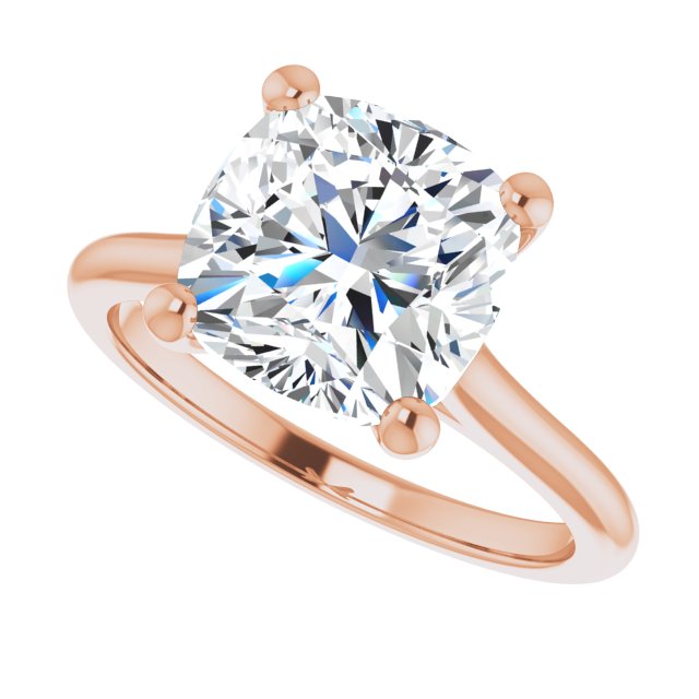 AUDREY Solitaire Cushion Engagement Ring - 18K Rose Gold - View 5