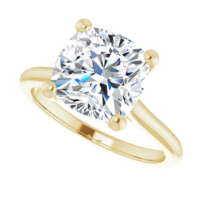 AUDREY Solitaire Cushion Engagement Ring - 18K Yellow Gold - View 5