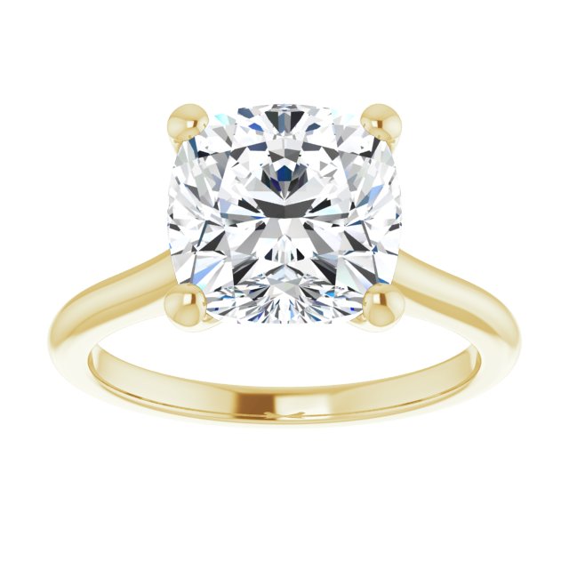 AUDREY Solitaire Cushion Engagement Ring - 18K Yellow Gold - View 3