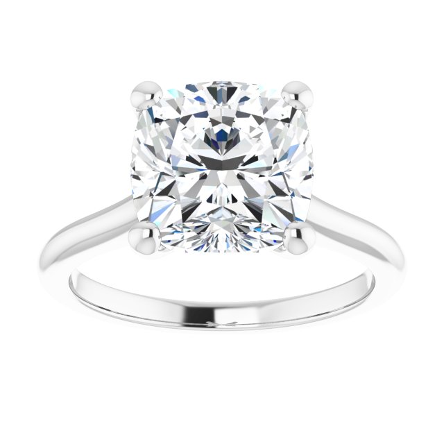 AUDREY Solitaire Cushion Engagement Ring - Platinum - View 3