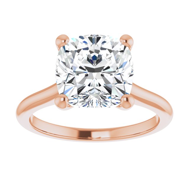 AUDREY Solitaire Cushion Engagement Ring - 18K Rose Gold - View 3