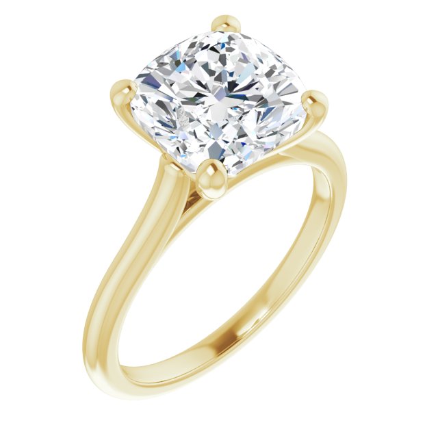 AUDREY Solitaire Cushion Engagement Ring - 18K Yellow Gold - View 1