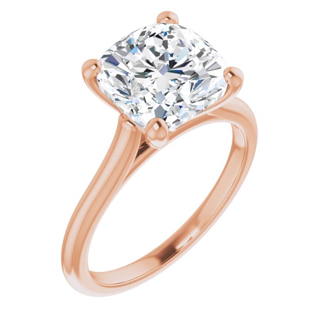AUDREY Solitaire Cushion Engagement Ring - 18K Rose Gold - View 1