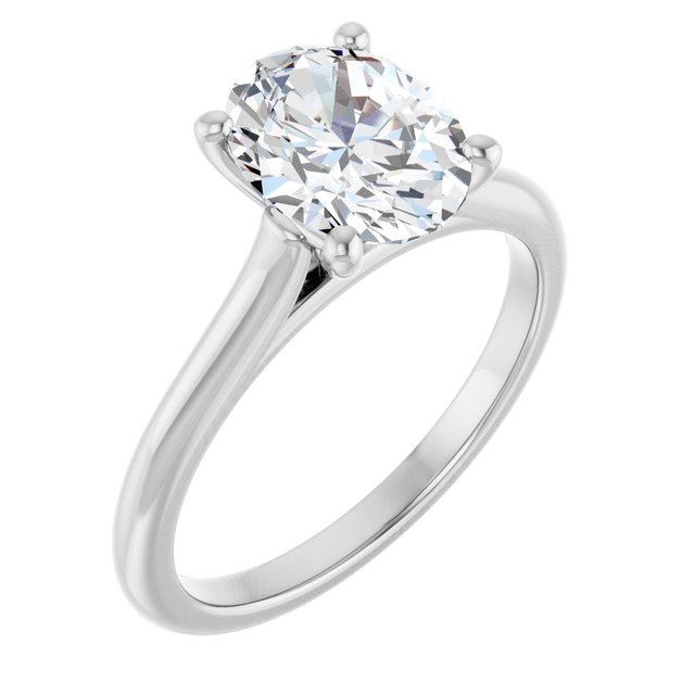AUDREY Solitaire Oval Engagement Ring - Platinum - View 1
