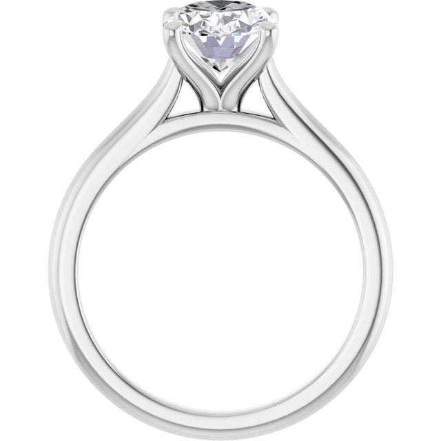 AUDREY Solitaire Oval Engagement Ring - Platinum - View 2