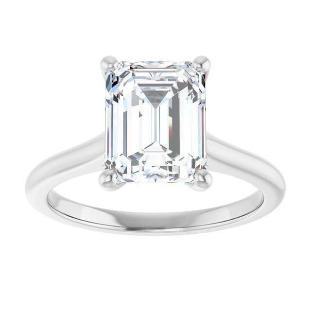 AUDREY Solitaire Emerald Engagement Ring - Platinum - View 3