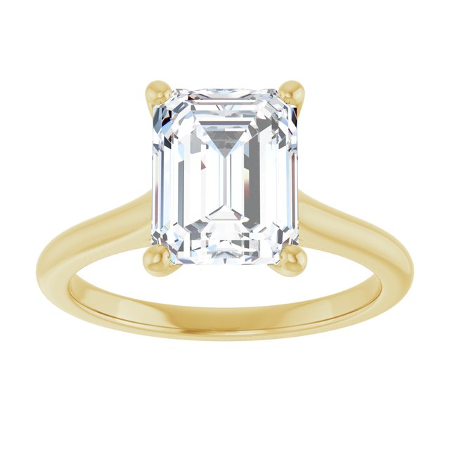 AUDREY Solitaire Emerald Engagement Ring - 18K Yellow Gold - View 3