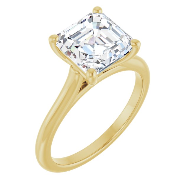 AUDREY Solitaire Asscher Engagement Ring - 18K Yellow Gold - View 1