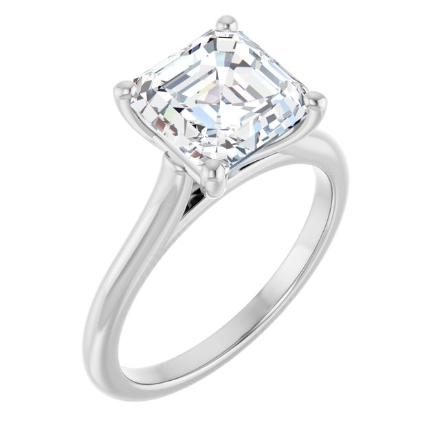 AUDREY Solitaire Asscher Engagement Ring - Platinum - View 1