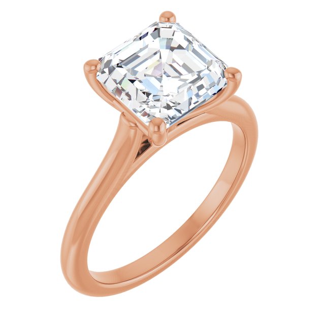 AUDREY Solitaire Asscher Engagement Ring - 18K Rose Gold - View 1