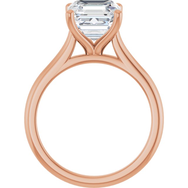AUDREY Solitaire Asscher Engagement Ring - 18K Rose Gold - View 2