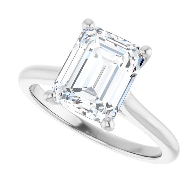 AUDREY Solitaire Emerald Engagement Ring - Platinum - View 5
