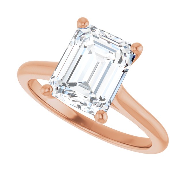 AUDREY Solitaire Emerald Engagement Ring - 18K Rose Gold - View 5